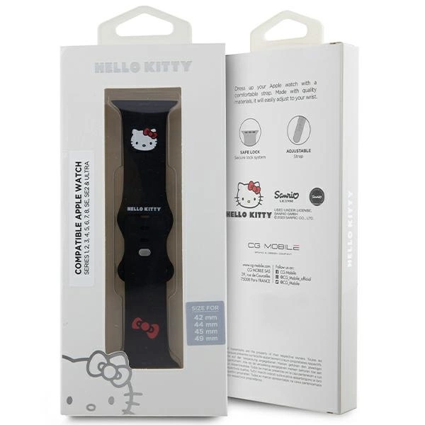 Hello Kitty Silicone Kitty Head Strap for Apple Watch 42/44/45/49mm - Blackeng