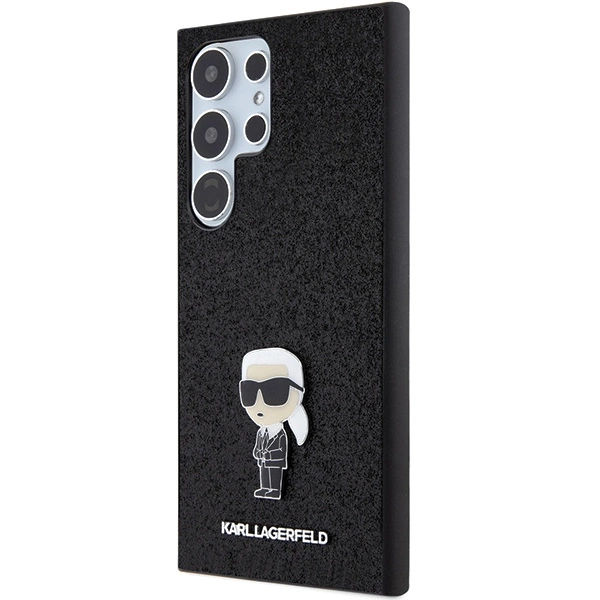 Karl Lagerfeld Fixed Glitter Ikonik Logo Metal Pin Case for Samsung Galaxy S24 Ultra - Blackeng