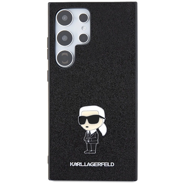 Karl Lagerfeld Fixed Glitter Ikonik Logo Metal Pin Case for Samsung Galaxy S24 Ultra - Blackeng