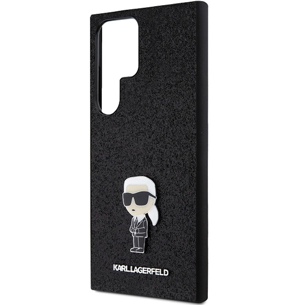 Karl Lagerfeld Fixed Glitter Ikonik Logo Metal Pin Case for Samsung Galaxy S24 Ultra - Blackeng