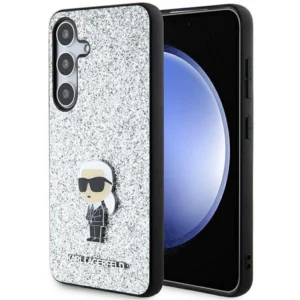 Karl Lagerfeld Fixed Glitter Ikonik Logo Metal Pin case for Samsung Galaxy S24+ - silvereng
