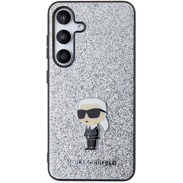 Karl Lagerfeld Fixed Glitter Ikonik Logo Metal Pin case for Samsung Galaxy S24+ - silvereng
