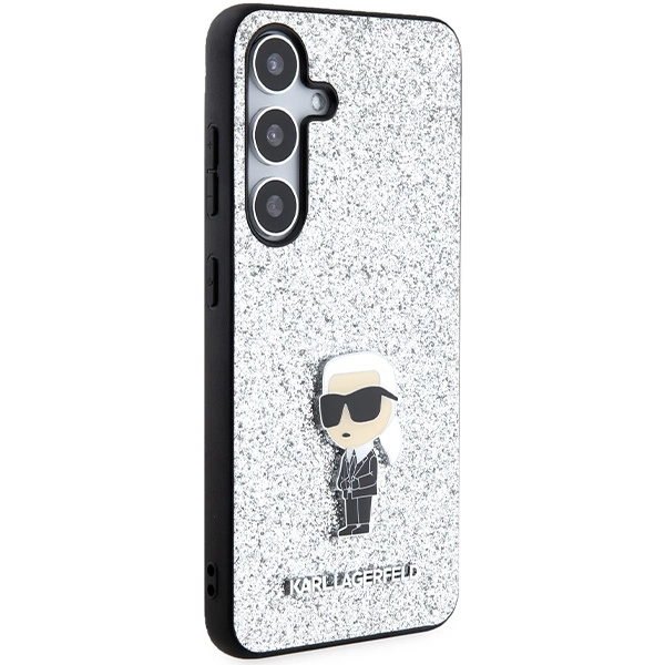 Karl Lagerfeld Fixed Glitter Ikonik Logo Metal Pin case for Samsung Galaxy S24+ - silvereng