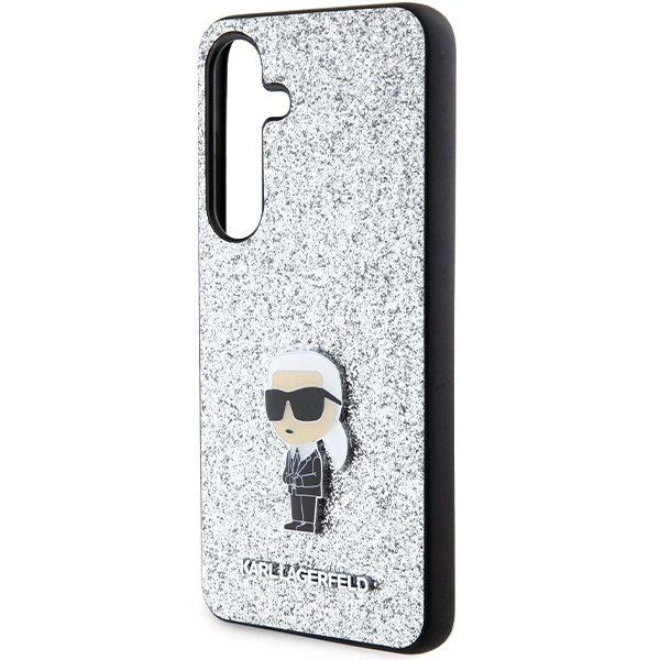 Karl Lagerfeld Fixed Glitter Ikonik Logo Metal Pin case for Samsung Galaxy S24+ - silvereng