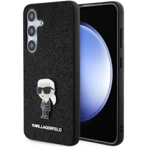 Karl Lagerfeld Fixed Glitter Ikonik Logo Metal Pin case for Samsung Galaxy S24+ - blackeng