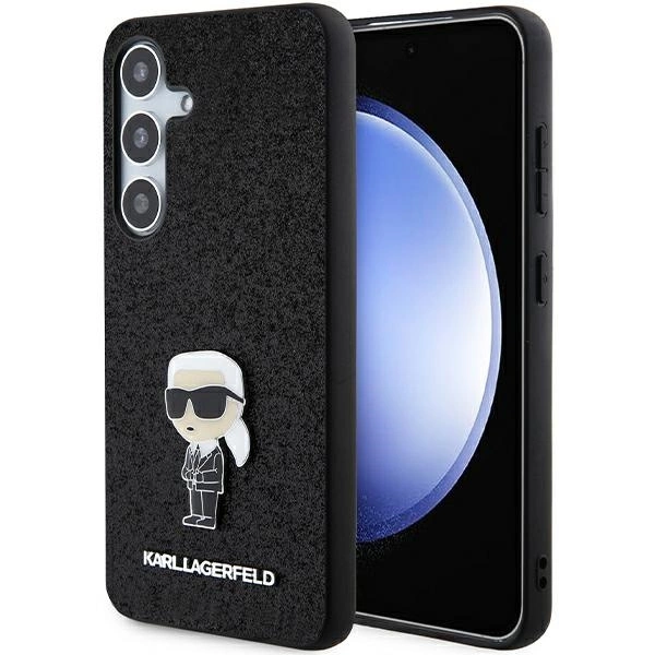 Karl Lagerfeld Fixed Glitter Ikonik Logo Metal Pin case for Samsung Galaxy S24+ - blackeng