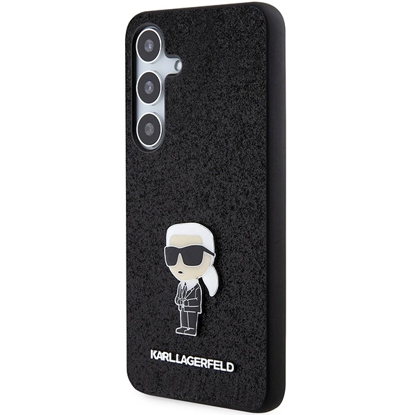 Karl Lagerfeld Fixed Glitter Ikonik Logo Metal Pin case for Samsung Galaxy S24+ - blackeng