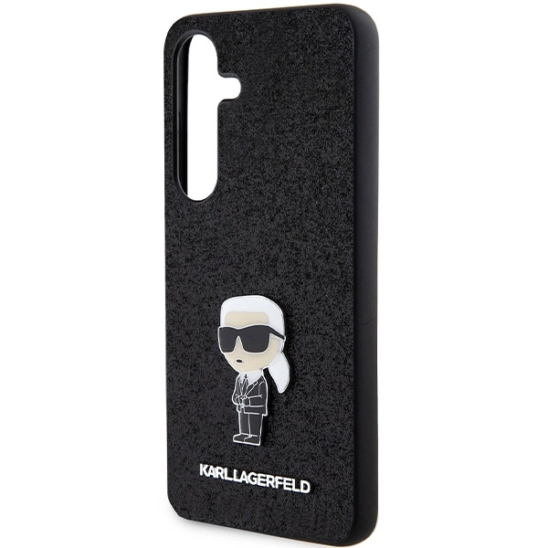 Karl Lagerfeld Fixed Glitter Ikonik Logo Metal Pin case for Samsung Galaxy S24+ - blackeng