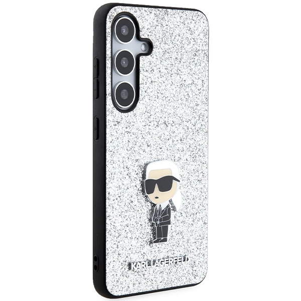 Karl Lagerfeld Fixed Glitter Ikonik Logo Metal Pin Case for Samsung Galaxy S24 - Silvereng
