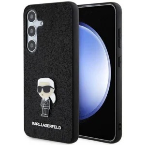 Karl Lagerfeld Fixed Glitter Ikonik Logo Metal Pin case for Samsung Galaxy S24 - blackeng