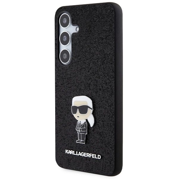 Karl Lagerfeld Fixed Glitter Ikonik Logo Metal Pin case for Samsung Galaxy S24 - blackeng