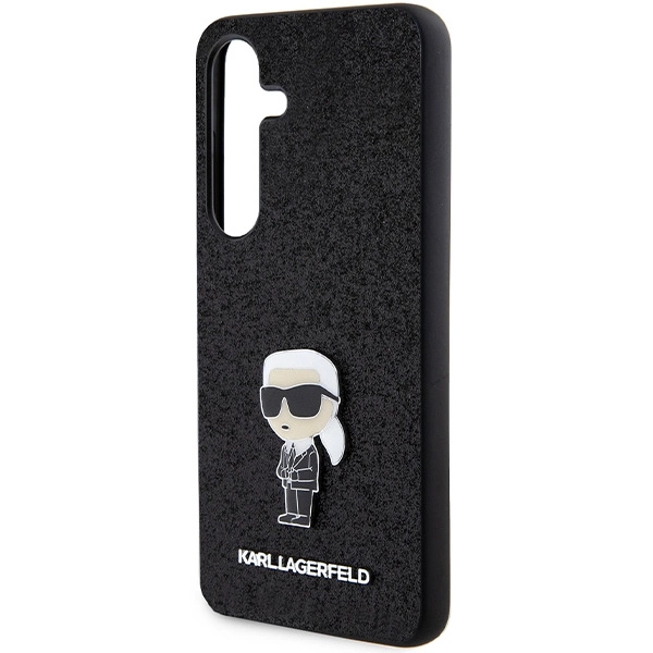 Karl Lagerfeld Fixed Glitter Ikonik Logo Metal Pin case for Samsung Galaxy S24 - blackeng