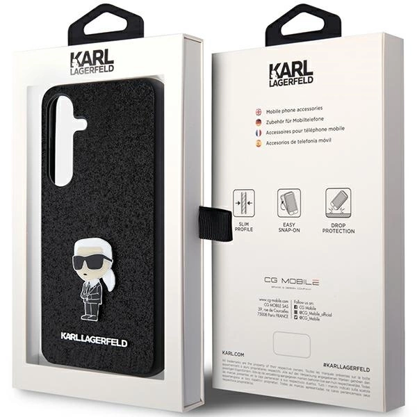 Karl Lagerfeld Fixed Glitter Ikonik Logo Metal Pin case for Samsung Galaxy S24 - blackeng