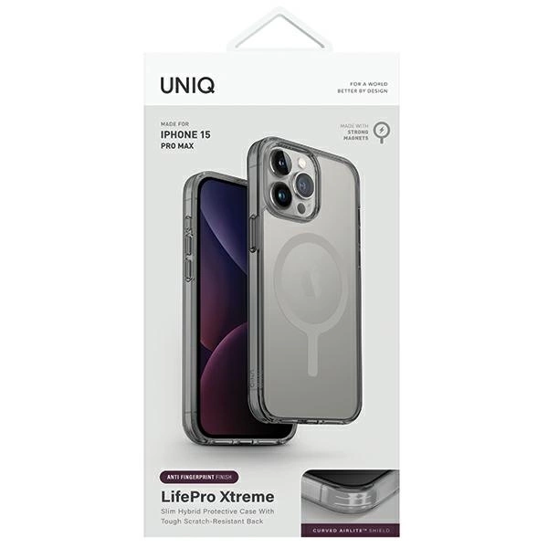 Uniq LifePro Xtreme Magclick Charging case for iPhone 15 Pro Max - grayeng