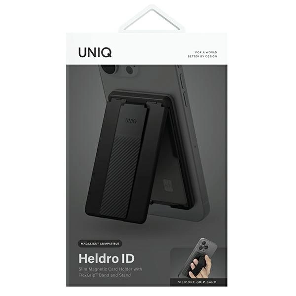 Uniq Heldro ID magnetic wallet with support and band - blackeng