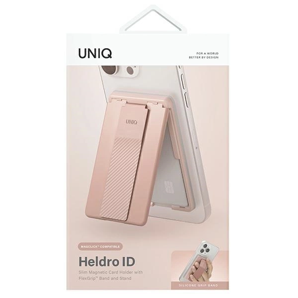Uniq Heldro ID magnetic wallet with support and wristband - pinkeng