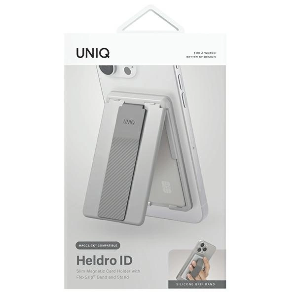 Uniq Heldro ID magnetic wallet with support and wristband - grayeng