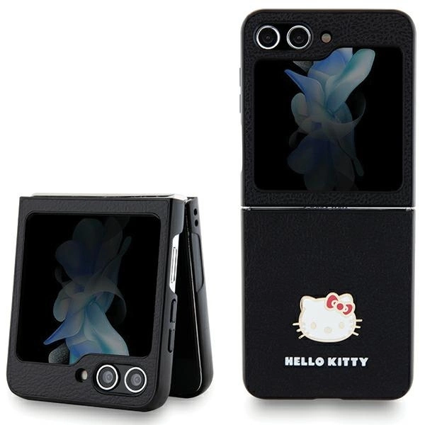 Hello Kitty Metal Logo Kitty Head case for Samsung Galaxy Z Flip 5 - blackeng