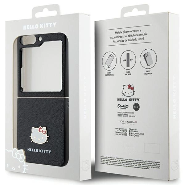 Hello Kitty Metal Logo Kitty Head case for Samsung Galaxy Z Flip 5 - blackeng
