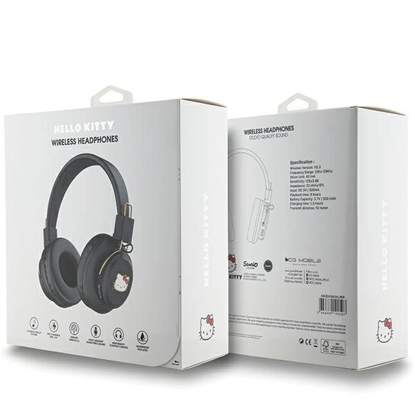 Hello Kitty Metal Logo Bluetooth on-ear headphones - blackeng