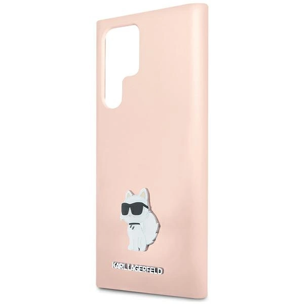 Karl Lagerfeld Silicone Choupette Metal Pin case for Samsung Galaxy S23 Ultra - pinkeng