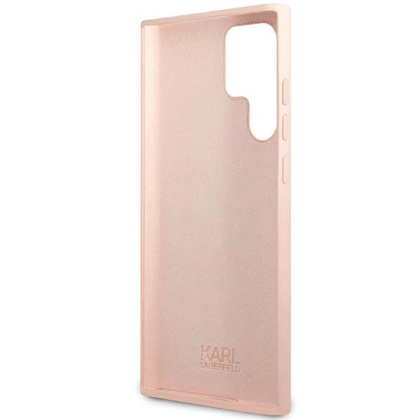Karl Lagerfeld Silicone Choupette Metal Pin case for Samsung Galaxy S23 Ultra - pinkeng