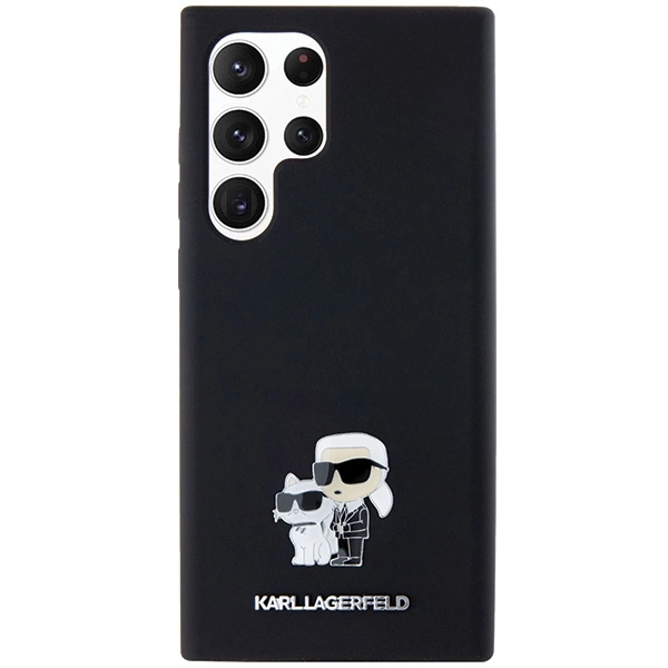 Karl Lagerfeld Silicone Karl&Choupette Metal Pin case for Samsung Galaxy S23 Ultra - blackeng