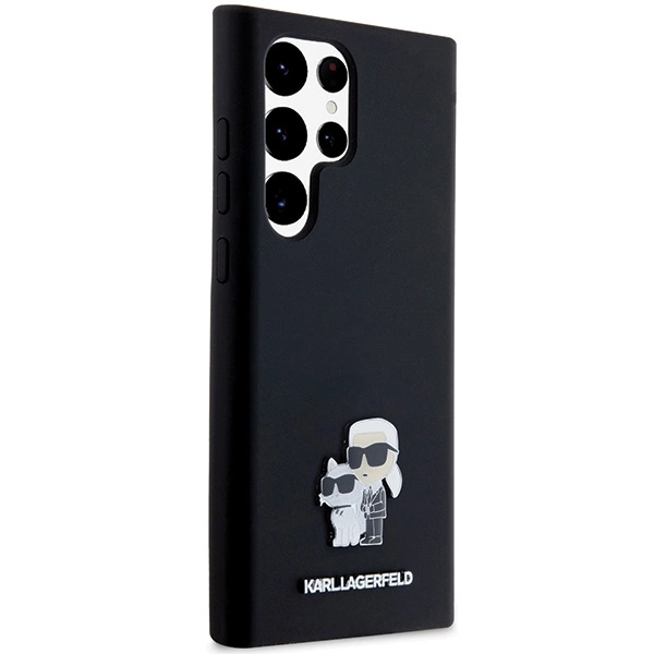 Karl Lagerfeld Silicone Karl&Choupette Metal Pin case for Samsung Galaxy S23 Ultra - blackeng