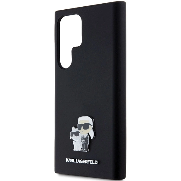 Karl Lagerfeld Silicone Karl&Choupette Metal Pin case for Samsung Galaxy S23 Ultra - blackeng