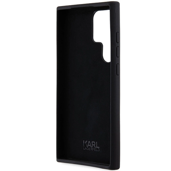 Karl Lagerfeld Silicone Karl&Choupette Metal Pin case for Samsung Galaxy S23 Ultra - blackeng