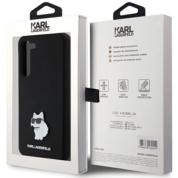 Karl Lagerfeld Silicone Choupette Metal Pin case for Samsung Galaxy S23+ - blackeng