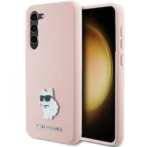 Karl Lagerfeld Silicone Choupette Metal Pin case for Samsung Galaxy S23+ - pinkeng