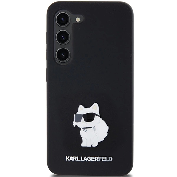 Karl Lagerfeld Silicone Choupette Metal Pin case for Samsung Galaxy S23 - blackeng