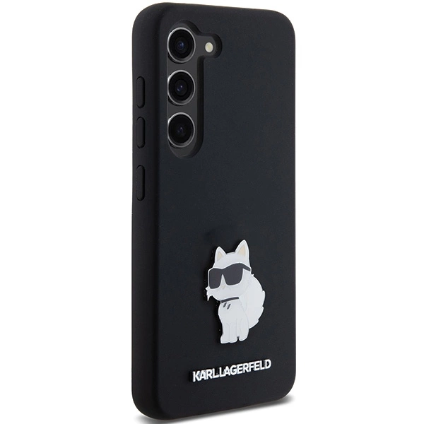 Karl Lagerfeld Silicone Choupette Metal Pin case for Samsung Galaxy S23 - blackeng