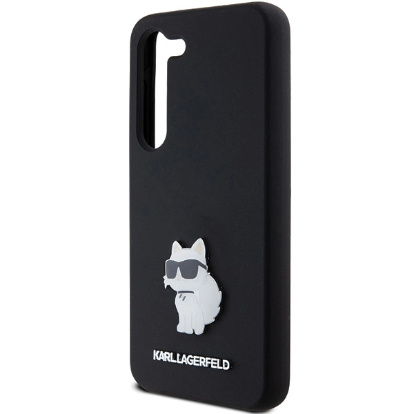 Karl Lagerfeld Silicone Choupette Metal Pin case for Samsung Galaxy S23 - blackeng
