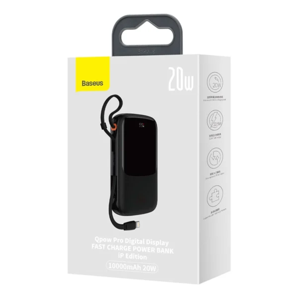 [RETURNED ITEM] Powerbank 10000mAh 20W Baseus Qpow Pro Overseas Edition + USB C 3A Cable - Blackeng