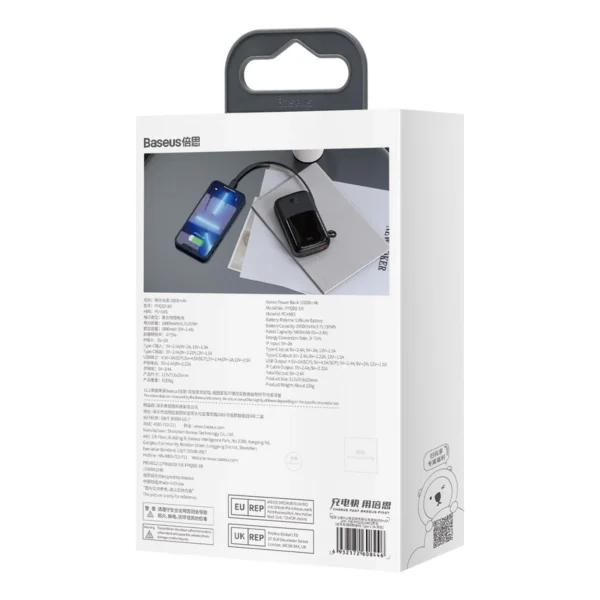 [RETURNED ITEM] Powerbank 10000mAh 20W Baseus Qpow Pro Overseas Edition + USB C 3A Cable - Blackeng