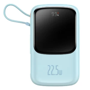 [RETURNED ITEM] Baseus Qpow powerbank 10000mAh built-in USB Type-C cable 22.5W Quick Charge SCP AFC FCP blue (PPQD020103)eng