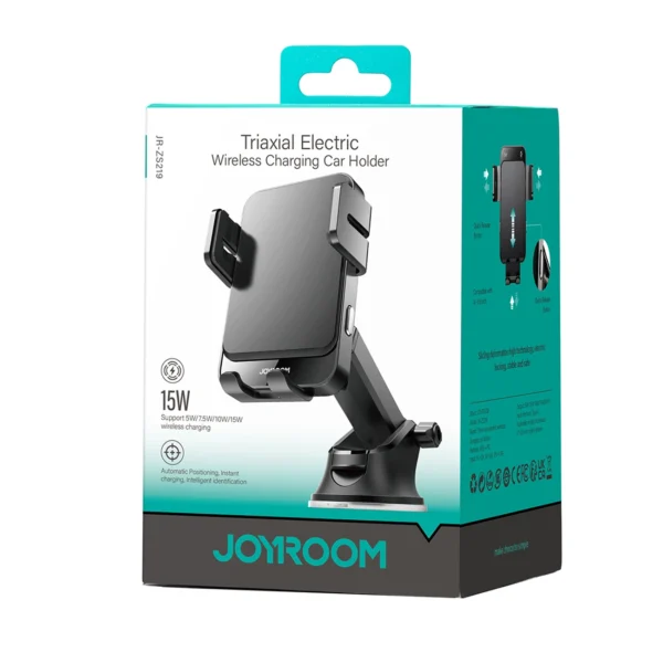 Joyroom JR-ZS219 electric dashboard mount with 15W inductive charger - blackeng