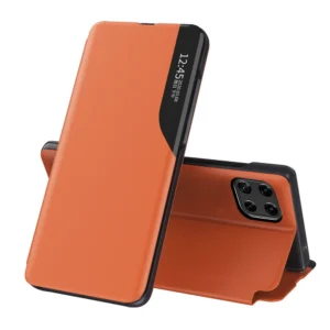 [RETURNED ITEM] Eco Leather View Case elegant bookcase type case with kickstand for Samsung Galaxy A22 4G orangeeng