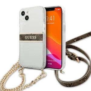 [RETURNED ITEM] Guess GUHCP13SKC4GBGO iPhone 13 mini 5.4" Transparent hardcase 4G Brown Strap Gold Chaineng
