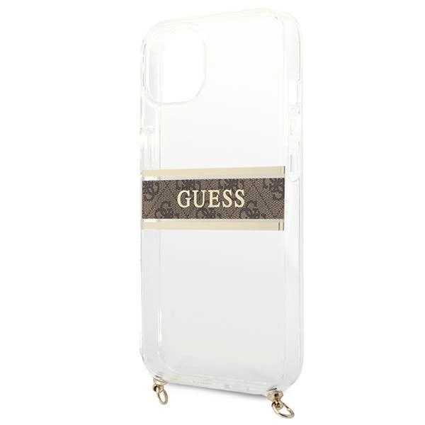 [RETURNED ITEM] Guess GUHCP13SKC4GBGO iPhone 13 mini 5.4" Transparent hardcase 4G Brown Strap Gold Chaineng