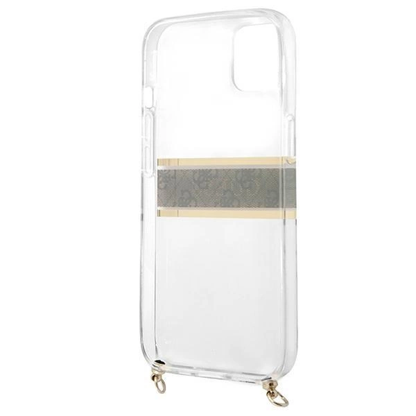 [RETURNED ITEM] Guess GUHCP13SKC4GBGO iPhone 13 mini 5.4" Transparent hardcase 4G Brown Strap Gold Chaineng