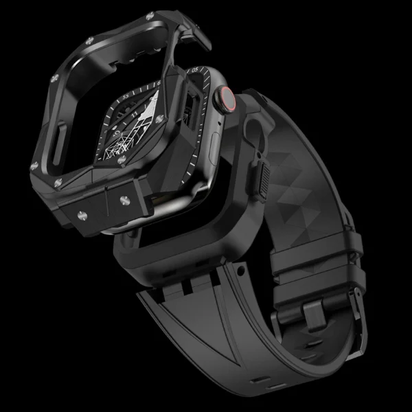 [RETURNED ITEM] Kingxbar CYF140 2in1 armored case for Apple Watch 9, 8, 7 (45 mm) made of stainless steel with a strap, blackeng