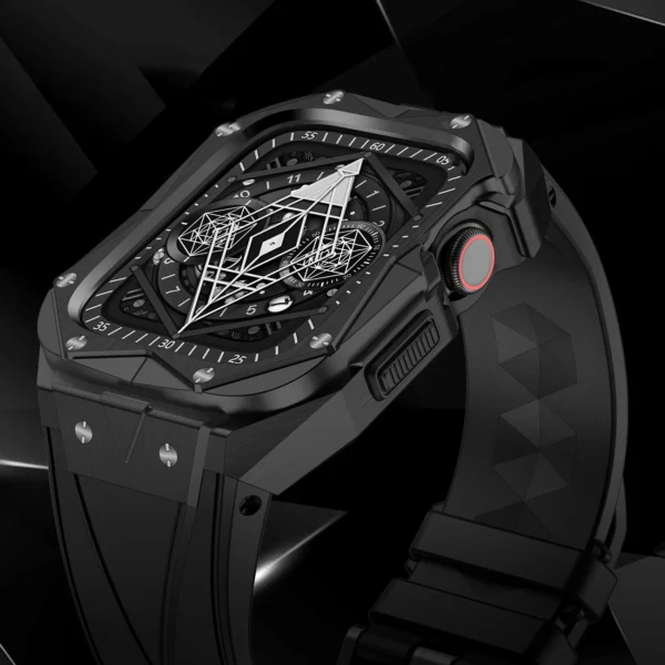 [RETURNED ITEM] Kingxbar CYF140 2in1 armored case for Apple Watch 9, 8, 7 (45 mm) made of stainless steel with a strap, blackeng