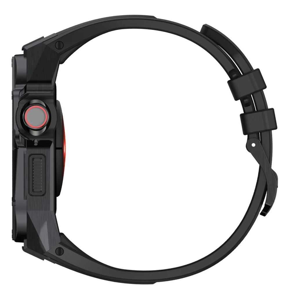 [RETURNED ITEM] Kingxbar CYF140 2in1 armored case for Apple Watch 9, 8, 7 (45 mm) made of stainless steel with a strap, blackeng