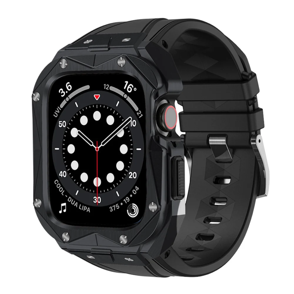 [RETURNED ITEM] Kingxbar CYF140 2in1 armored case for Apple Watch 9, 8, 7 (45 mm) made of stainless steel with a strap, blackeng