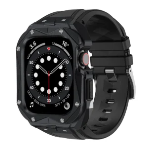 [RETURNED ITEM] Kingxbar CYF140 2in1 armored case for Apple Watch 9, 8, 7 (45 mm) made of stainless steel with a strap, blackeng