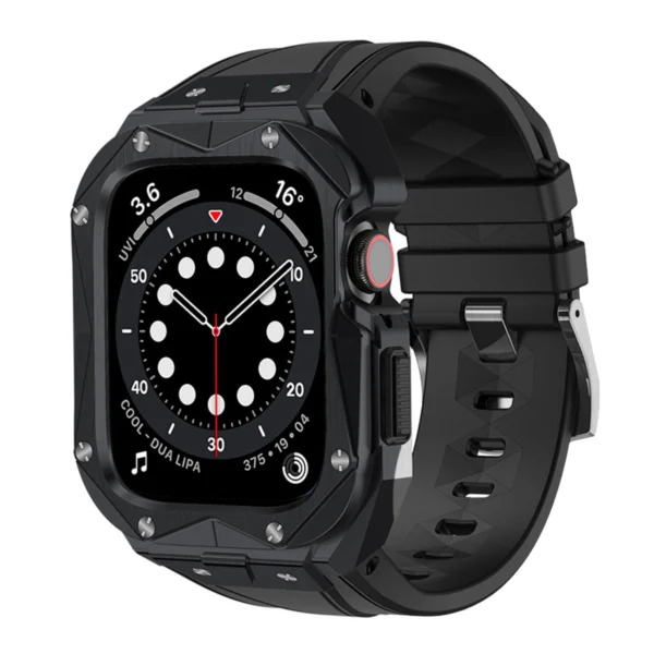 [RETURNED ITEM] Kingxbar CYF140 2in1 armored case for Apple Watch 9, 8, 7 (45 mm) made of stainless steel with a strap, blackeng