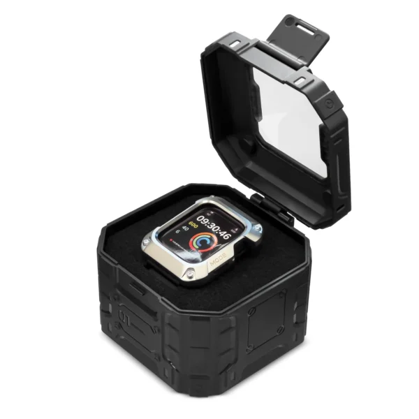 [RETURNED ITEM] Kingxbar CYF140 2in1 armored case for Apple Watch 9, 8, 7 (45 mm) made of stainless steel with a strap, blackeng